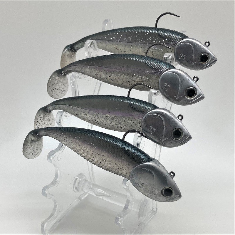 Nitro shad 12 cm monté sur têtes plombées en 25, 30, 45 et 55 g.