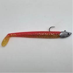 Leurre souple Nitro Slim Shad 15 cm couleur orange monté sur tête plombée VDslim en 20g.