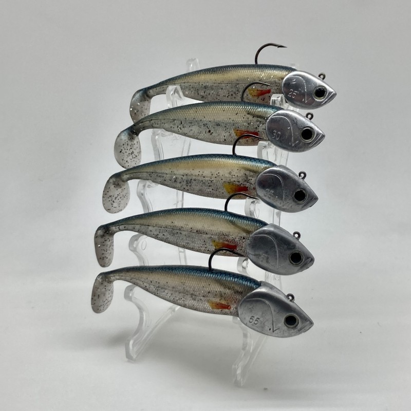 Nitro shad 120 couleur glow sprat montés sur des têtes plombées de 25 g à 55 g