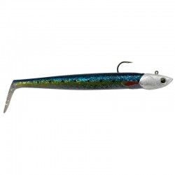 Nitro Slim Shad 180 couleur UV sardine monté sur une tête plombée en 30g.