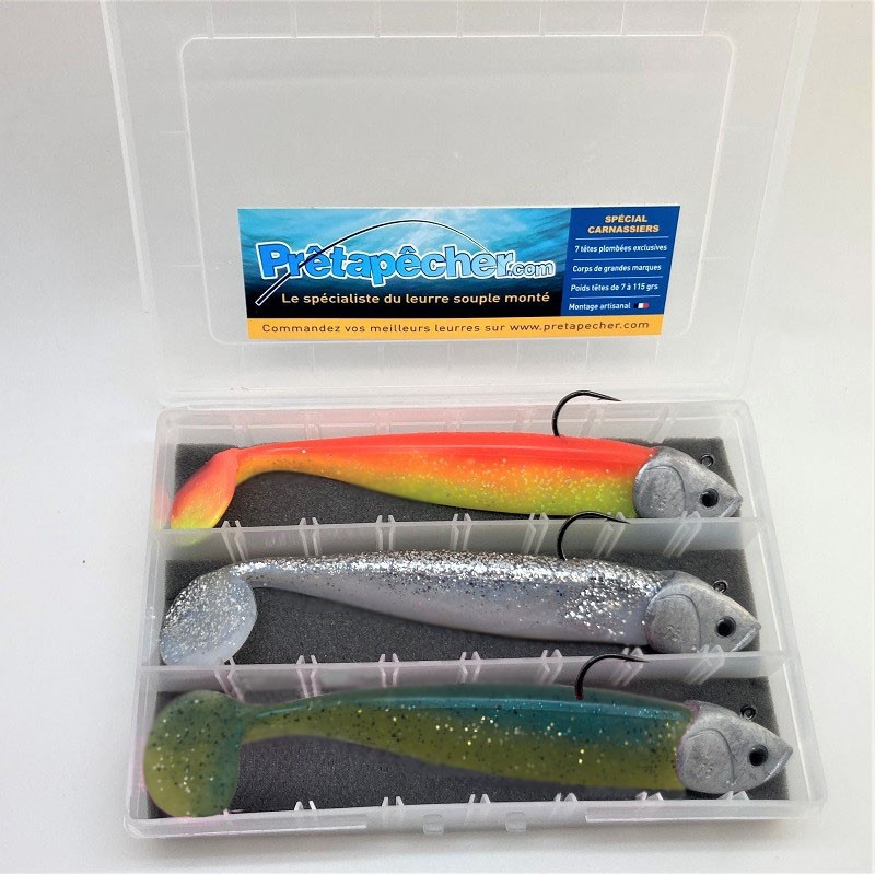 3 shaker 150 coloris orange, rose et blanc pailleté monté sur des têtes plombées en 75g