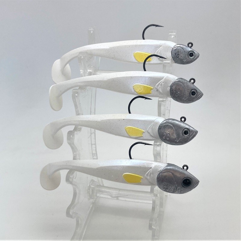 Magic slim shad 105 Pearl Bone monté sur tp shad 10-15-20-25 g